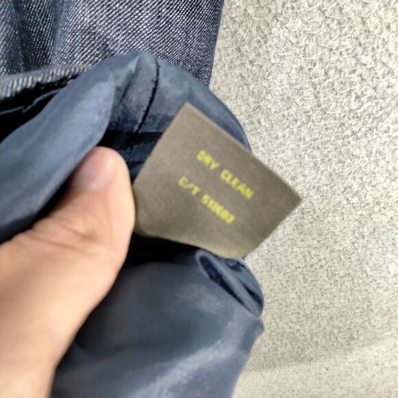 Taylor Sheath Dress Linen Wmns Sz 6 Blue Chambray Sleeveless Ruffle V-Neck - Picture 9 of 13